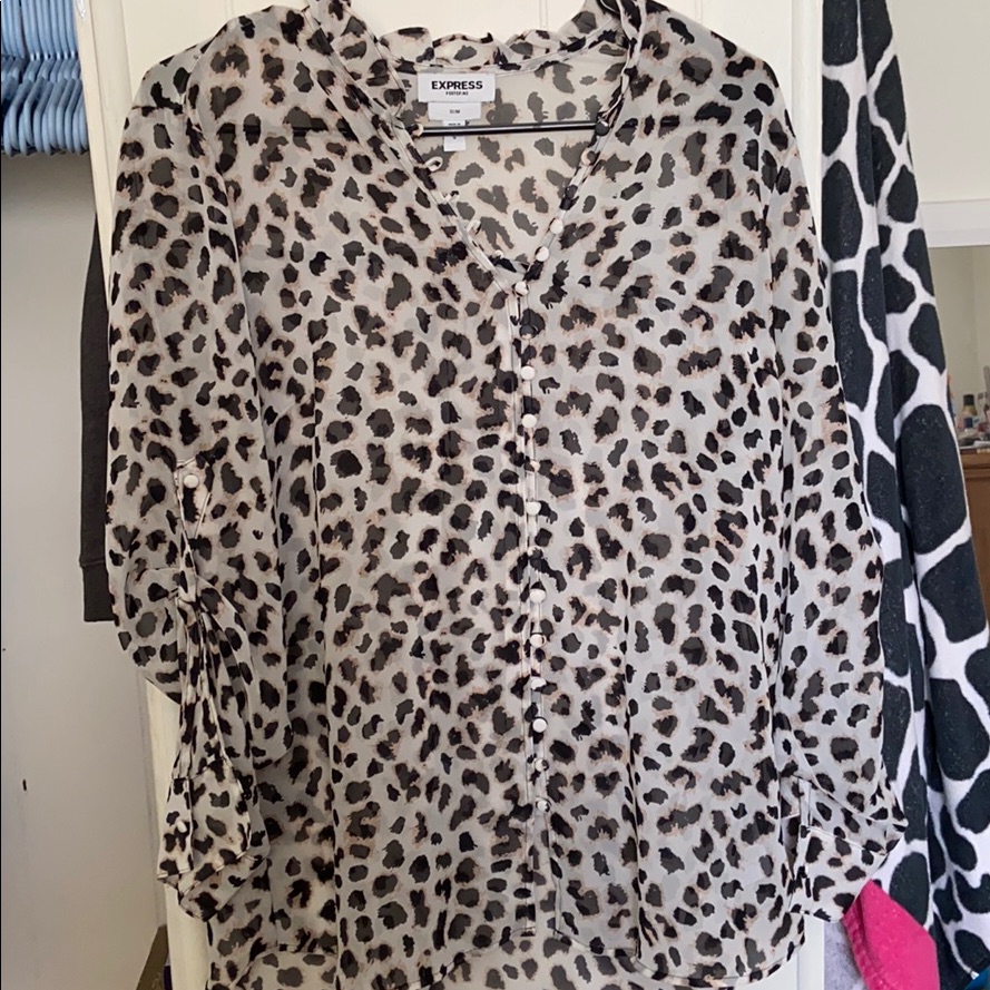 Express Leopard Print Button-Up
